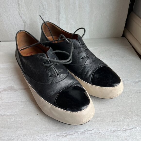 Black Leather Cap Toe FitFlop Tassel Sneaker oxfords EU 41.5 - Picture 1 of 12